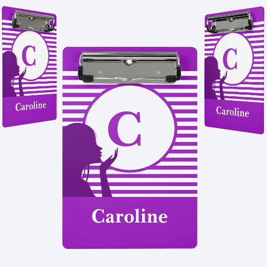 Aangepast streeppatroon | Modern kleurrijk monogra Mini Klembord