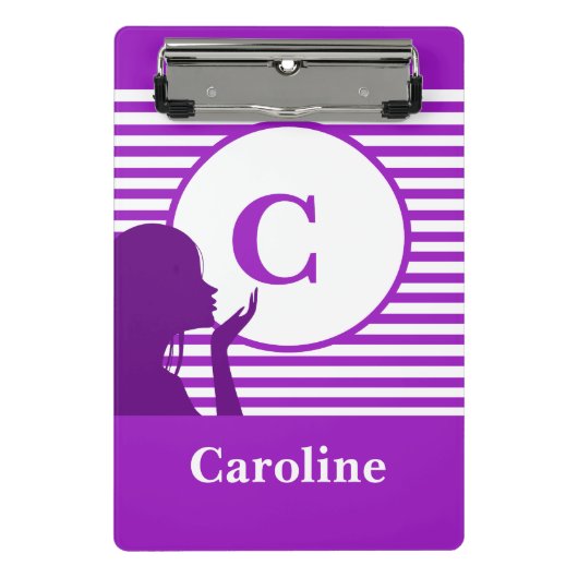 Aangepast streeppatroon | Modern kleurrijk monogra Mini Klembord (Voorkant)