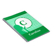 Aangepast streeppatroon | Modern kleurrijk monogra Notitieboek (Rechterzijde)