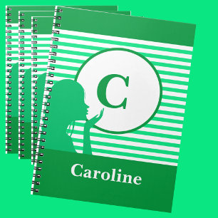 Aangepast streeppatroon   Modern kleurrijk monogra Notitieboek