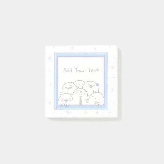 Aangepast studentenblauw ontwerp voor de gastfamil post-it® notes (Voorkant)