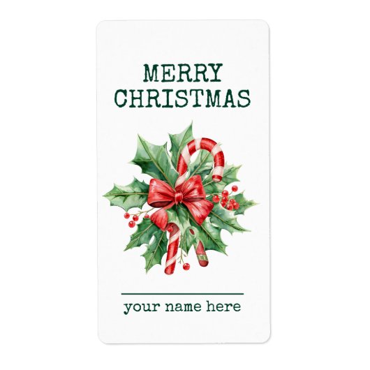 Aangepast Suikerstok Kerstmis Cadeau Label (Voorkant)