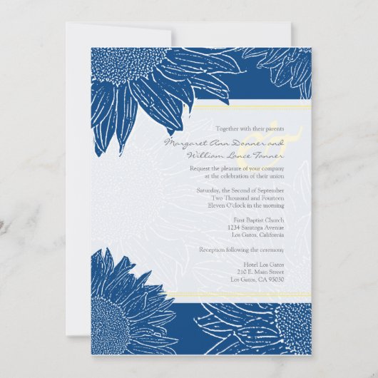 aangepast:Sunflower Wedding Invite: Geel 106 marin Kaart (Voorkant)