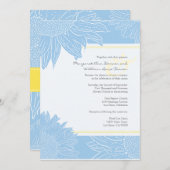 aangepast:Sunflower Wedding Invite: Geel en Lt Bla Kaart (Voorkant / Achterkant)