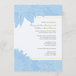 aangepast:Sunflower Wedding Invite: Geel en Lt Bla Kaart