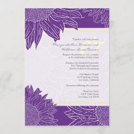 aangepast:Sunflower Wedding Invite: Geel Paars526 Kaart