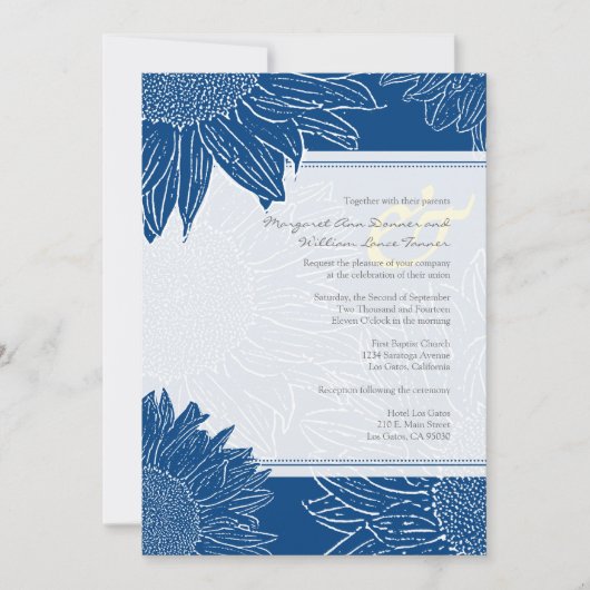 aangepast:Sunflower Wedding Invite: Navy dot&Yello Kaart (Voorkant)