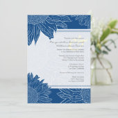 aangepast:Sunflower Wedding Invite: Navy dot&Yello Kaart (Staand voorkant)