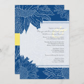 aangepast:Sunflower Wedding Invite: Navy dot&Yello Kaart (Voorkant / Achterkant)