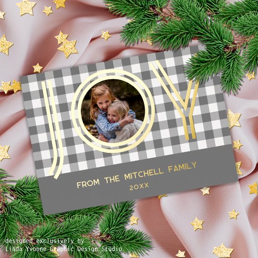 Aangepast superieure, moderne grijze buffelboon Go Folie Feestdagenkaart