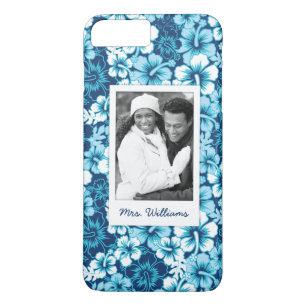 Aangepast Surf voor foto en naam Floral Hibiscus P Case-Mate iPhone Case