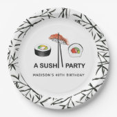 Aangepast sushi Birthday Modern Simple Papieren Bordje (Voorkant)