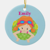 Aangepast swim-meisje keramisch ornament (Voorkant)