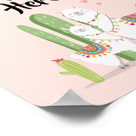Aangepast tabelteken voor Baby shower van Llama Fi Poster (Hoek)