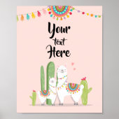 Aangepast tabelteken voor Baby shower van Llama Fi Poster (Voorkant)