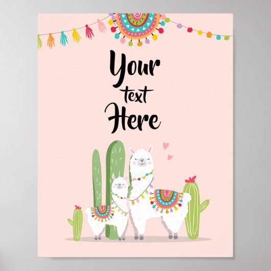 Aangepast tabelteken voor Baby shower van Llama Fi Poster (Voorkant)