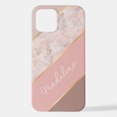 Aangepast tapmauve Roos met blindroze marmer iPhone Hoesje (Achterkant)