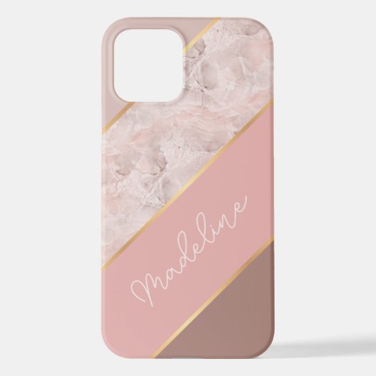 Aangepast tapmauve Roos met blindroze marmer iPhone Hoesje (Achterkant)