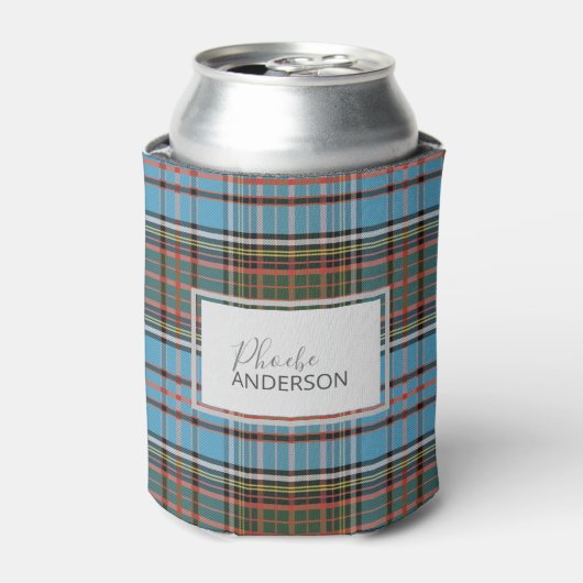 Aangepast Tartan Clan Anderson Pset Light Blue Blikjeskoeler (Blikje Voorkant)