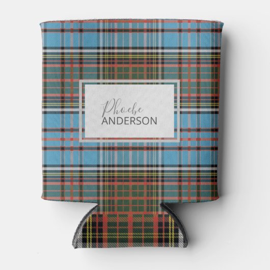 Aangepast Tartan Clan Anderson Pset Light Blue Blikjeskoeler (Voorkant)