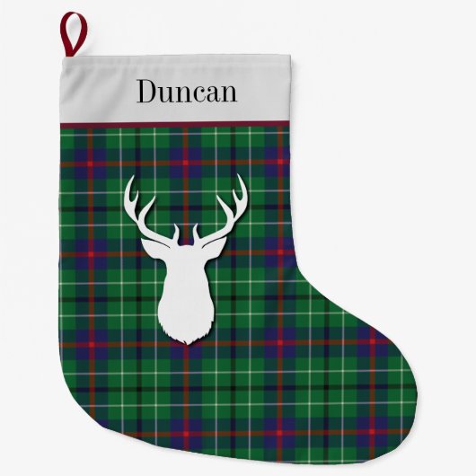 Aangepast Tartan Clan Duncan Green Paars Grote Kerstsok (Voorkant)