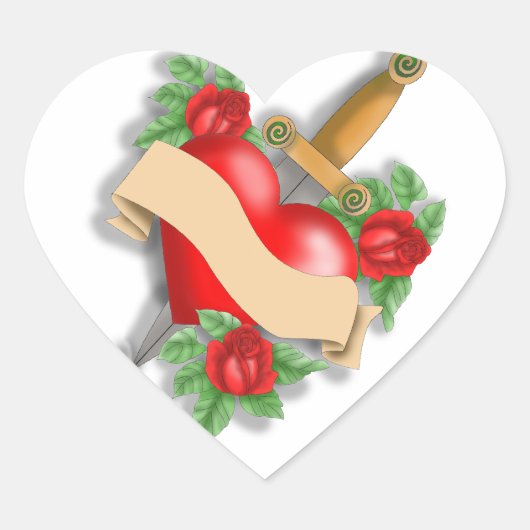Aangepast Tattoo hart Hart Sticker (Voorkant)