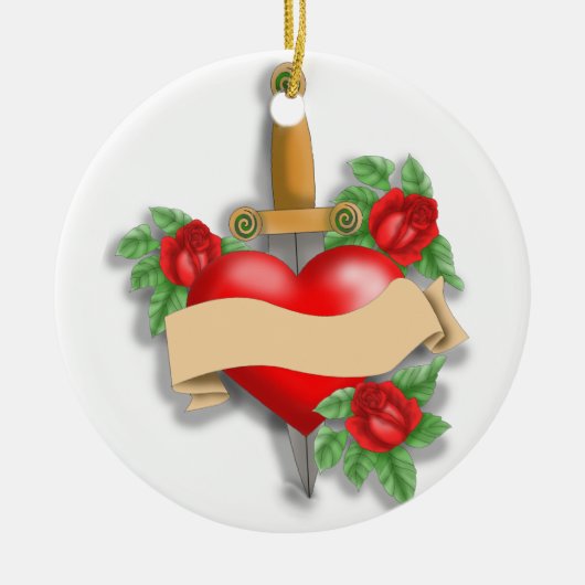 Aangepast Tattoo hart Keramisch Ornament (Voorkant)