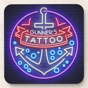 Aangepast Tattoo kopen Nautical Neon Sign Style Bier Onderzetter