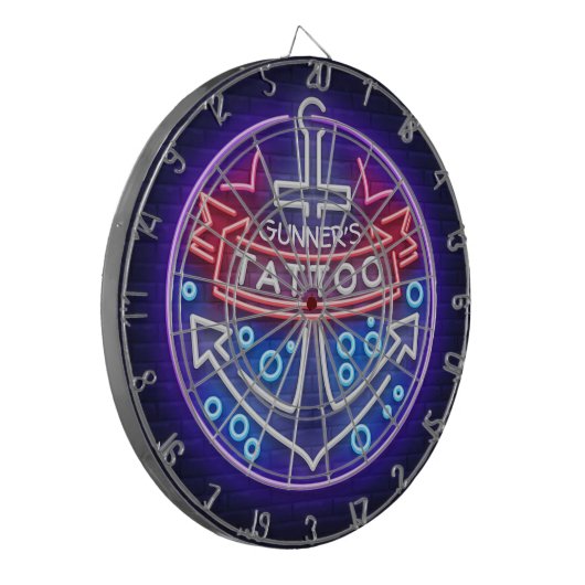 Aangepast Tattoo kopen Nautical Neon Sign Style Dartbord (Voorkant Links)