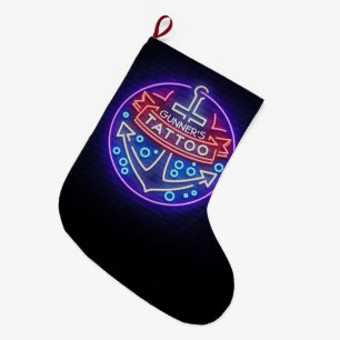 Aangepast Tattoo kopen Nautical Neon Sign Style Grote Kerstsok