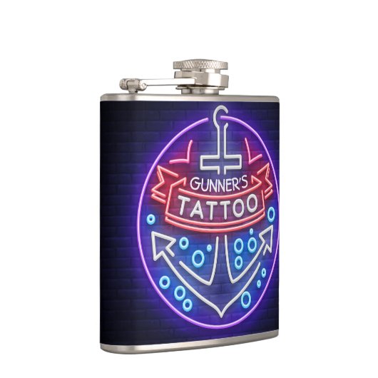 Aangepast Tattoo kopen Nautical Neon Sign Style Heupfles (Rechts)