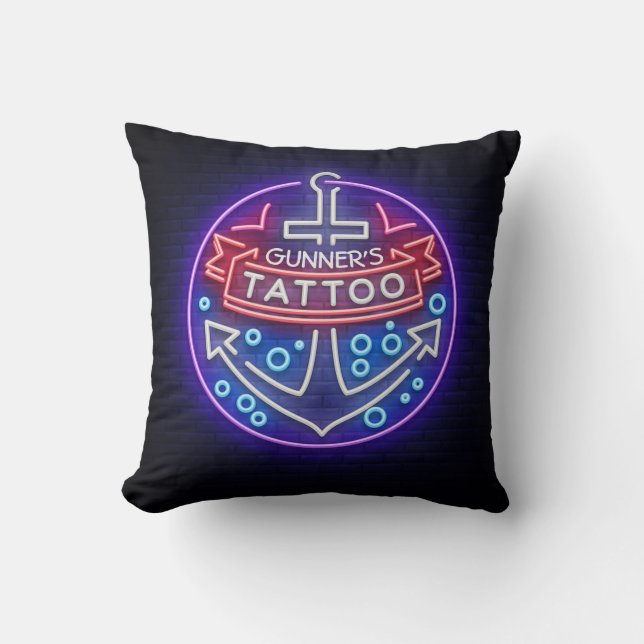 Aangepast Tattoo kopen Nautical Neon Sign Style Kussen (Voorkant)