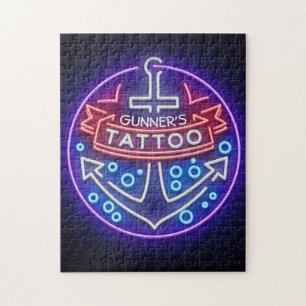 Aangepast Tattoo kopen Nautical Neon Sign Style Legpuzzel