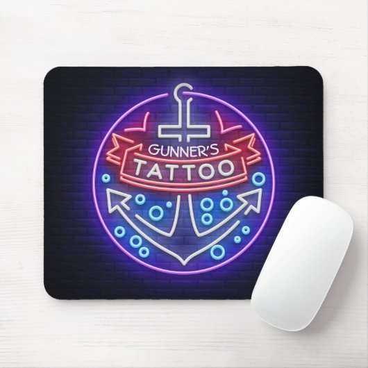 Aangepast Tattoo kopen Nautical Neon Sign Style Muismat (Met muis)