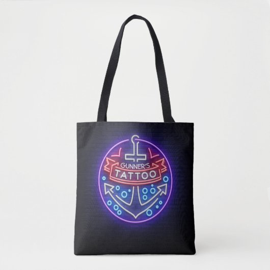 Aangepast Tattoo kopen Nautical Neon Sign Style Tote Bag (Voorkant)