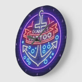 Aangepast Tattoo kopen Nautical Neon Style Grote Klok (Hoek)