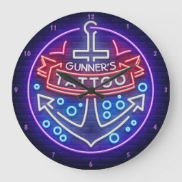 Aangepast Tattoo kopen Nautical Neon Style Grote Klok