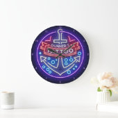 Aangepast Tattoo kopen Nautical Neon Style Grote Klok (Huis)