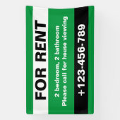 Aangepast Te Huur Vastgoed Zwart Groen Spandoek (Verticaal)