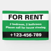 Aangepast Te Huur Vastgoed Zwart Groen Spandoek (Horizontaal)