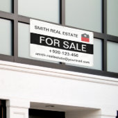 Aangepast te koop vastgoed logo telefoon e-mail spandoek (Buitenkant Gebouw)