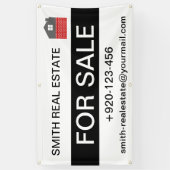 Aangepast te koop vastgoed logo telefoon e-mail spandoek (Verticaal)