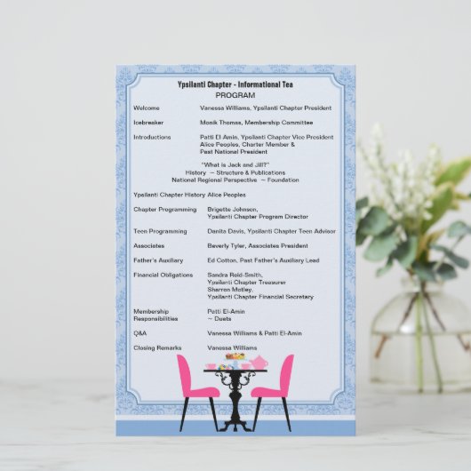 Aangepast Tea Party-programma Briefpapier (Staand voorkant)