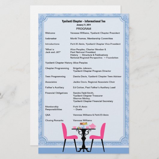 Aangepast Tea Party-programma V2 Briefpapier (Voorkant / Achterkant)
