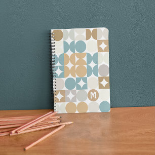 Aangepast Teal Blauw Groen Grijs Taupe Beige Patro Notitieboek