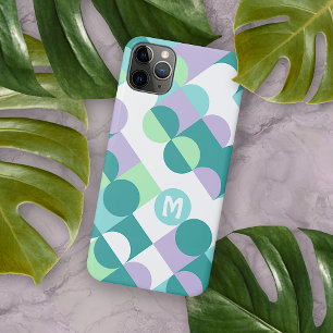 Aangepast Teal Blauwe Mintgroene Retro Kunstpatroo Case-Mate iPhone Case