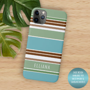 Aangepast Teal Blauwe Salie Groen Bruine Ivoren St Case-Mate iPhone Case