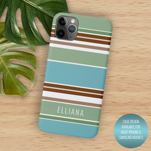 Aangepast Teal Blauwe Salie Groen Bruine Ivoren St Case-Mate iPhone Case
