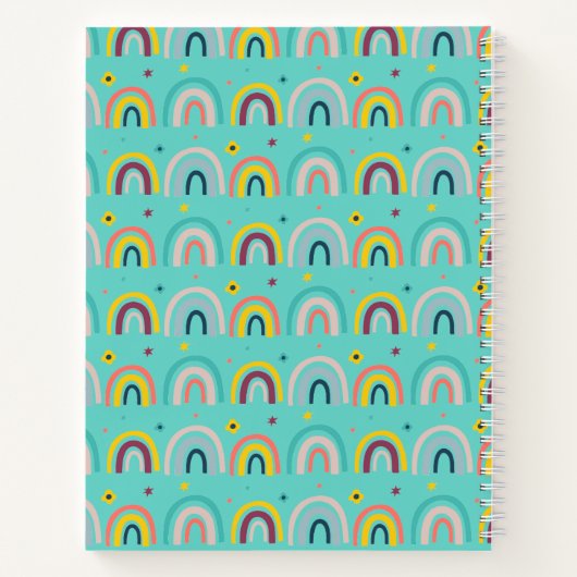 Aangepast Teal Regenboog Patroon Kinderen Notitieb Notitieboek (Achterkant)