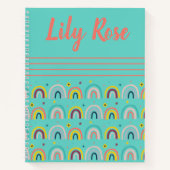 Aangepast Teal Regenboog Patroon Kinderen Notitieb Notitieboek (Voorkant)